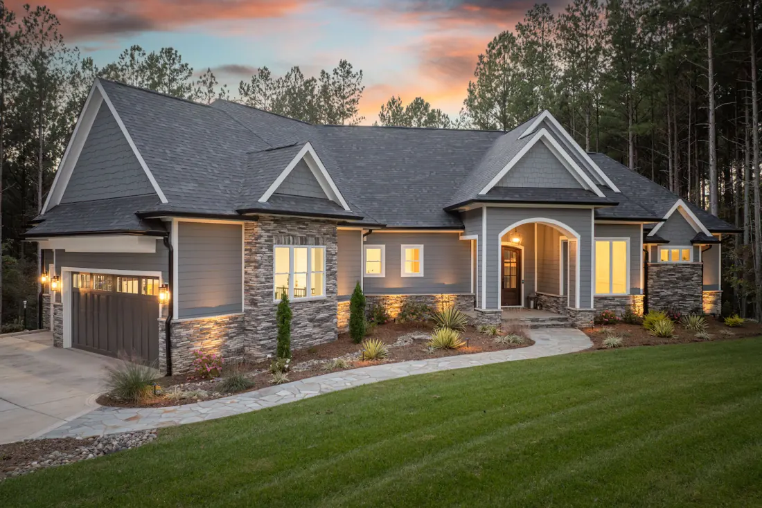 1253 Cordova Drive luxury custom home twilight exterior Hickory NC